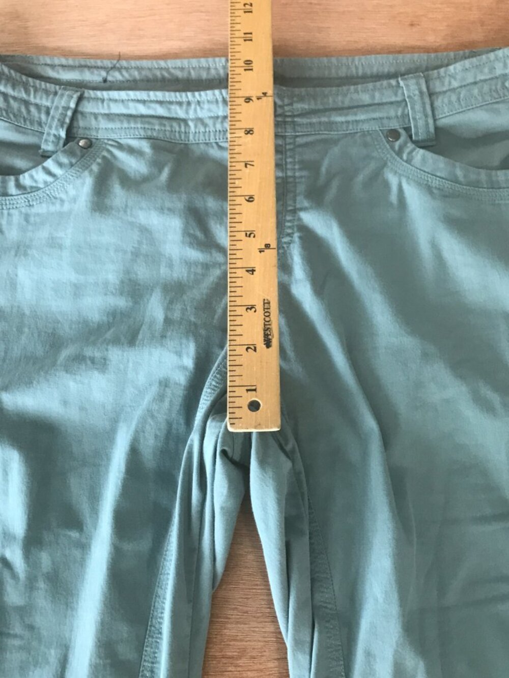 Kuhl Vintage Patina Dye Utility Cargo Pants Women 12 Blue Mid Rise Snap Cuff - Picture 10 of 15